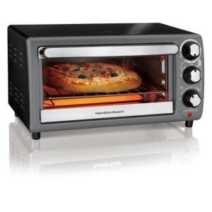 DESCRIPTION: (1) TOASTER OVEN BRAND/MODEL: HAMILTON BEACH/31148 INFORMATION: CHARCOAL/5-FUNCTIONS RETAIL$: 39.99 SIZE: 13.11"L X 16.54"W X 9.88"H QTY: