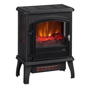 DESCRIPTION: (1) INFRARED ELECTRIC FIREPLACE STOVE HEATER BRAND/MODEL: DURAFLAME/DFI-470-28 INFORMATION: BLACK/DURABLE METAL BODY RETAIL$: 89 SIZE: 10