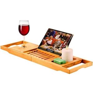 DESCRIPTION: (1) BATHROOM CADDY TRAY BRAND/MODEL: BAMBUSI/BAM-BTC INFORMATION: NATURAL/CELL PHONE HOLDER/BAMBOO RETAIL$: 35.14 SIZE: 31.5"L X 10.25"W