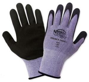 DESCRIPTION: (1) PACK OF (12) XTREME FOAM COATED GLOVES BRAND/MODEL: TSUNAMI GRIP/550XFT-9 INFORMATION: PURPLE & BLACK RETAIL$: 21.79 PER PK OF 12 SIZ