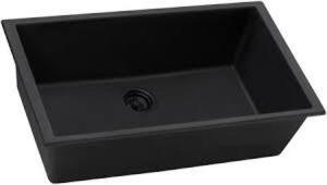 DESCRIPTION: (1) GRANITE COMPOSITE KITCHEN SINK BRAND/MODEL: RUVATI #RVG2030BK INFORMATION: BLACK RETAIL$: $329.00 SIZE: 30X18 QTY: 1