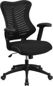 DESCRIPTION: (1) EXECUTIVE DESK CHAIR BRAND/MODEL: FLASH FURNITURE #BL-ZP-806-BK-GG INFORMATION: BLACK RETAIL$: $231.99 SIZE: 25.75 W x 25 D x 39 - 42