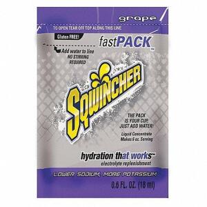 DESCRIPTION: (4) PACKS OF (50) SPORTS DRINK MIX LIQUID CONCENTRATE BRAND/MODEL: SQWINCHER #4ACU3 INFORMATION: GRAPE RETAIL$: $24.73 EA SIZE: 0.6 FL OZ