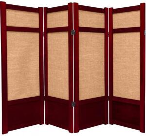 DESCRIPTION: (1) PRIVACY SCREEN BRAND/MODEL: SHOJI SCREEN #SSCLJUTE-ROSEWOOD-4P INFORMATION: ROSEWOOD RETAIL$: $239.00 SIZE: 4 FT 4 PANNEL QTY: 1