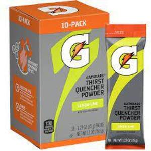 DESCRIPTION: (2) BOXES OF (8) SPORTS DRINK MIX CONCENTRATE BRAND/MODEL: GATORADE #61KG05 INFORMATION: LEMON LIME RETAIL$: 64.84 EA SIZE: 20 OZ QTY: 2