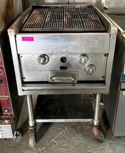 24" LAVA ROCK GAS CHARBROILER ON STAND WITH CASTERS