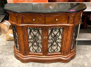 DESCRIPTION: GRANITE TOP WOODEN HALLWAY CABINET SIZE: 51"X18"X37" QTY: 1