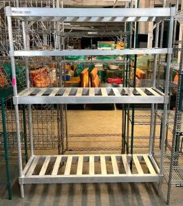 DESCRIPTION: 4-TIER METAL SHELVING UNIT SIZE: 60"X18"X76" QTY: 1