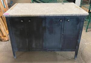 DESCRIPTION: 4-DOOR GRANITE TOP METAL OUTDOOR CABINET SIZE: 50"X30"X36" QTY: 1