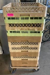 DESCRIPTION: ASSORTED GLASS RACKS WITH DOLLY QTY: 1