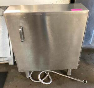 DESCRIPTION: STAINLESS CABINET WITH WATER HOSE ATTACHMENT SIZE: 21"X26"X7" QTY: 1