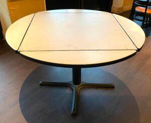 DESCRIPTION: (2) 54" DROP LEAF DINING TABLES SIZE: 54" QTY: 2