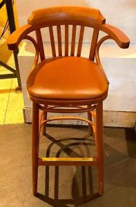 DESCRIPTION: (4) WOODEN BAR STOOLS QTY: 4