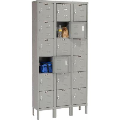 DESCRIPTION: (1) PREMINUM STEEL LOCKER BRAND/MODEL: HALLOWELL/U3228-6A-HG INFORMATION: DARK GRAY/18-OPENINGS RETAIL$: 1,905.97 SIZE: 78"H X 36"W X 12"