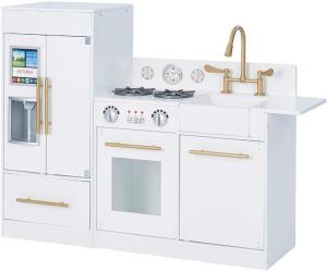 DESCRIPTION: (1) MODERN PLAY KITCHEN BRAND/MODEL: TEAMSON KIDS/TD-12302WR INFORMATION: WHITE/2-PIECES RETAIL$: 188.69 SIZE: 41.75" X 11.81" X 32" QTY: