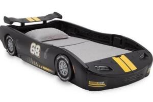 DESCRIPTION: (1) TURBO RACE CAR BED FRAME BRAND/MODEL: DELTA CHILDERN/BB87003GN INFORMATION: BLACK/BED NOT INCLUDED RETAIL$: 219.99 SIZE: 92"L X 11"W