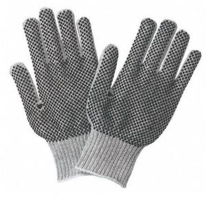 DESCRIPTION: (2) PACKS OF (12) COTTON POLY GLOVES BRAND/MODEL: MCR SAFETY/9662SM INFORMATION: BLACK & GRAY/DOTTED RETAIL$: 12.19 PER PK OF 12 SIZE: SM