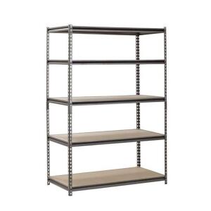 DESCRIPTION: (1) GARAGE STORAGE SHELVING UNIT BRAND/MODEL: MUSCLE RACK/UR48272PB5P-SV INFORMATION: BOLTLESS/5-TIER RETAIL$: 67.89 SIZE: 48"W X 24"D X