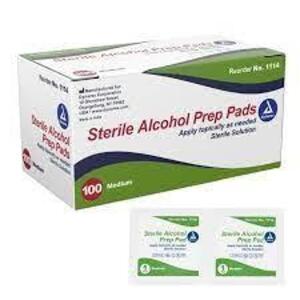 DESCRIPTION: (4) STERILE ALCOHOL PADS BRAND/MODEL: DYNAREX RETAIL$: 38.68 SIZE: 100 PADS PER BOX QTY: 4