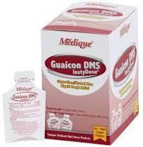 DESCRIPTION: (2) GUAICON DMS LIQUID BRAND/MODEL: MEDIQUE RETAIL$: $23.86 EA SIZE: 20 PACKS PER BOX QTY: 2