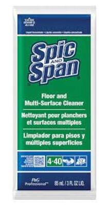 DESCRIPTION: (10) FLOOR CLEANER PACKET CONCENTRATE BRAND/MODEL: SPIC AND SPAN #2NDT3 INFORMATION: GREEN SIZE: 3 OZ QTY: 10