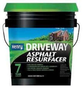 DESCRIPTION: (1) DRIVEWAY ASPHALT RESURFACER BRAND/MODEL: HENRY RETAIL$: $35.46 EA SIZE: 5 GALLON QTY: 1