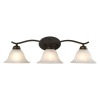 ANDENNE 3-LIGHT OIL RUBBED BRONZE VANITY LIGHT WITH BELL SHAPED MARBLEIZED GLASS SHADES