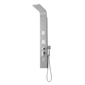 MILAN 3-JET SHOWER PANEL SYSTEM WITH SHOWER HEAD AND HAND SHOWER IN STAINLESS STEEL (VALVE INCLUDED)