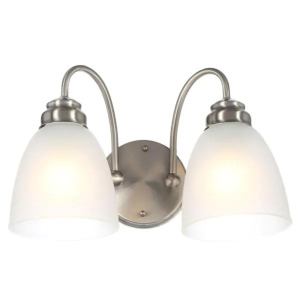 (2) HAMILTON 2-LIGHT BRUSHED NICKEL VANITY LIGHT WITH FROSTED GLASS SHADES