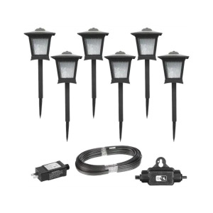 6CT PACK OF LOW VOLTAGE BLACK OUTDOOR INTEGRATED LED LANDSCAPE PATH LIGHT