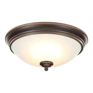 11" OIL RUBBED BRONZE INTEGRATED LED FLUSH MOUNT WITH FROSTED WHITE GLASS SHADE