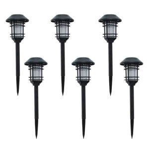 6CT PACK OF SOLAR BLACK OUTDOOR INTEGRATED LED LANDSCAPE PATH LIGHTS