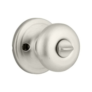 JUNO SATIN NICKEL PRIVACY BED/BATH DOOR KNOB WITH MICROBAN ANTIMICROBIAL TECHNOLOGY