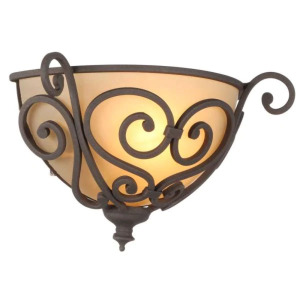 EARLE 1-LIGHT AGE IRON HALF SCONCE WITH SCAVO GLASS SHADE