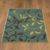 OTTOHOME COLLECTION CONTEMPORARY LEAVES DESIGN SEAFOAM RUBBER BACK AREA RUG