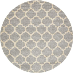 TRELLIS PHILADELPHIA LIGHT GRAY/BEIGE ROUND RUG