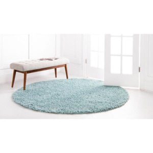 DAVOS SHAG AQUA BLUE ROUND AREA RUG