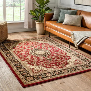 BARCLAY MEDALLION KASHAN RED TRADITIONAL AREA RUG