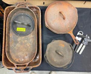 SMALL GROUP OF CAST IRON PANS