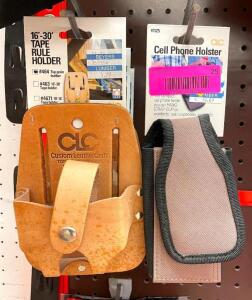 DESCRIPTION: (3) TAPE MEASURE HOLDER & (3) CELL PHONE HOLSTER BRAND/MODEL: CLC LOCATION: SHOP QTY: 1