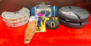 DESCRIPTION: ASSORTED TOOL TOTES & SUPPLIES AS SHOWN INFORMATION: SEE PHOTOS LOCATION: SHOP QTY: 1