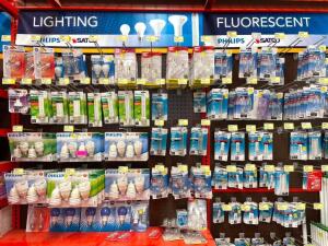 DESCRIPTION: CONTENTS OF SHELF (LARGE ASSORMENT OF PHILLIPS LIGHT BULBS AS SHOWN) LOCATION: SHOP QTY: 1