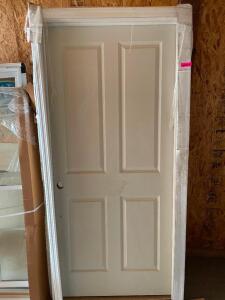 DESCRIPTION: 30" X 80" PRE HUNG RIGHT HAND FOUR PANEL DOOR W/ FRAME BRAND / MODEL: JEN WELD LOCATION: BUILDING #3 QTY: 1