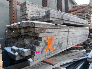 DESCRIPTION: (90) 3" X 3" X 10' OAK BOARDS. SIZE: 3" X 3" X 10' LOCATION: OUTSIDE. THIS LOT IS: SOLD BY THE PIECE QTY: 90