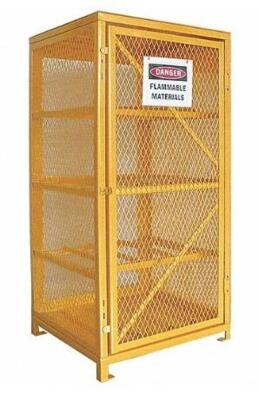 DESCRIPTION: (1) GAS CYLINDER CABINET BRAND/MODEL: CONDOR/5CHL1 INFORMATION: YELLOW/8-HORIZONTAL CYLINDERS/PADLOCKABLE RETAIL$: 680.24 SIZE: 30"D X 65