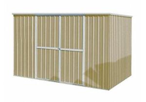 DESCRIPTION: (1) OUTDOOR STORAGE SHED BRAND/MODEL: GRAINGER/13X106 INFORMATION: BEIGE/CORRUGATED STEEL/STORAGE CABINET: 342 CU-FT RETAIL$: 514.27 SIZE