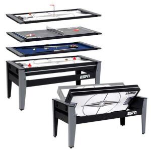 DESCRIPTION: (1) COMBO GAME TABLE BRAND/MODEL: ESPN/CE072Y21003 INFORMATION: 4-IN-1/USB-CHARGING CABLE RETAIL$: 249.00 SIZE: 72"L X 32.38"W X 32"H QTY