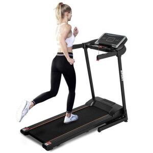 DESCRIPTION: (1) ELECTRIC TREADMILL BRAND/MODEL: KE-US/MS192920AAB INFORMATION: BLACK/SPEED RANGE: 0-10MPH/FOLDABLE RETAIL$: 436.17 SIZE: 57.48"L X 28