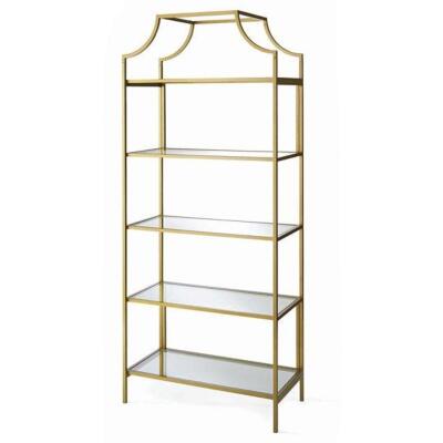 DESCRIPTION: (1) NOLA ETAGERE BOOKCASE BRAND/MODEL: BETTER HOMES & GARDENS/422296 INFORMATION: GOLD/5-TIER/MUST COME INTO INSPECT RETAIL$: 234.99 SIZE