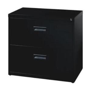 DESCRIPTION: (1) LATERAL FILE CABINET BRAND/MODEL: REALSPACE/738613 INFORMATION: BLACK/2-DRAWER/KEYS INCLUDED RETAIL$: 417.16 SIZE: 30"W X 28"H X 18"D